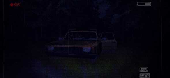 image of Slender Flashlight: abandoned car in the woods